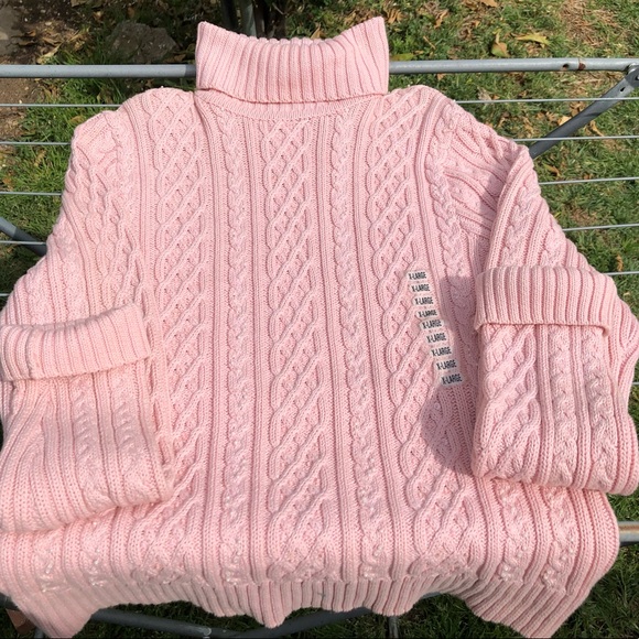 Wainscott Sweaters - NWT Wainscott Pink Turtle Neck Cable Knit Sweater